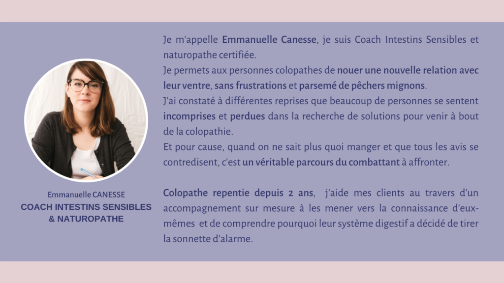 Emmanuelle Canesse, naturopathe et coach Intestins Sensibles spécialisée en accompagnement aux personnes atteintes de colopathie fonctionnelle